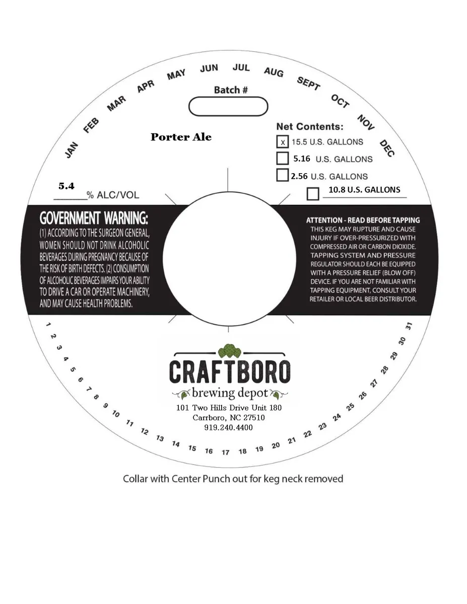 Porter Ale — full label as filed with TTB