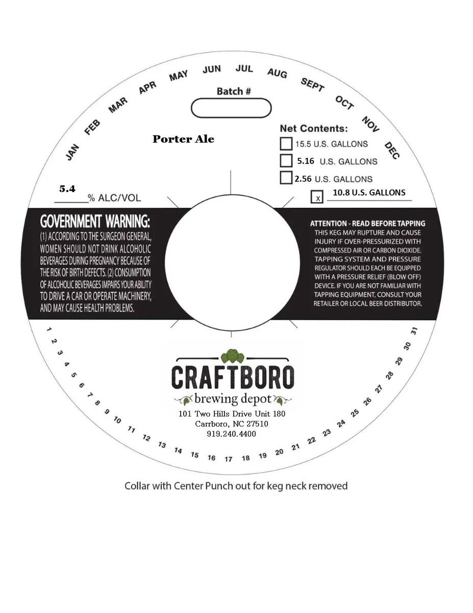 Porter Ale — full label as filed with TTB