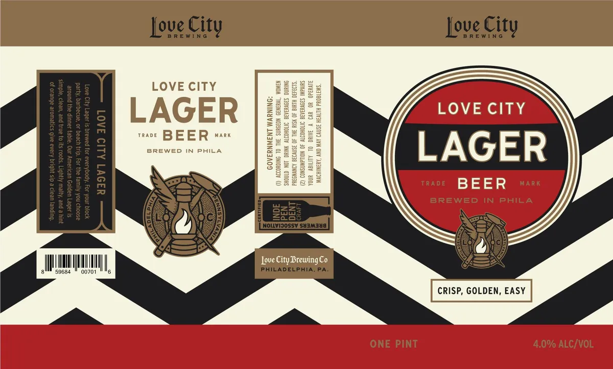 Love City Lager label art — LOVE CITY LAGER