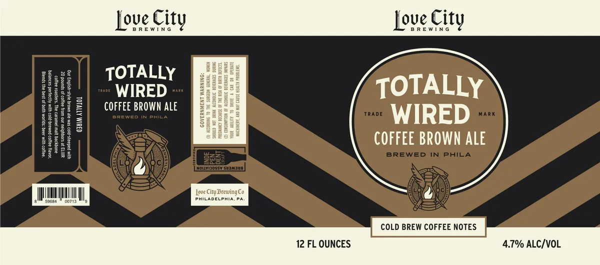 Totally Wired Coffee Brown Ale label art — TOTALLY WIRED COFFEE BROWN ALE