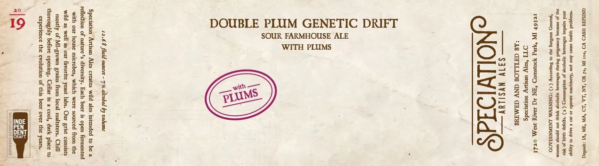 Double Plum Genetic Drift — full label as filed with TTB