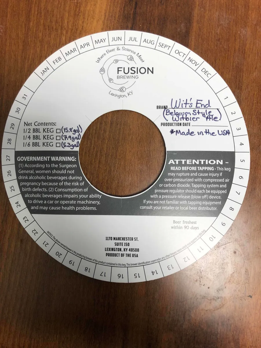 Wit's End — full label as filed with TTB