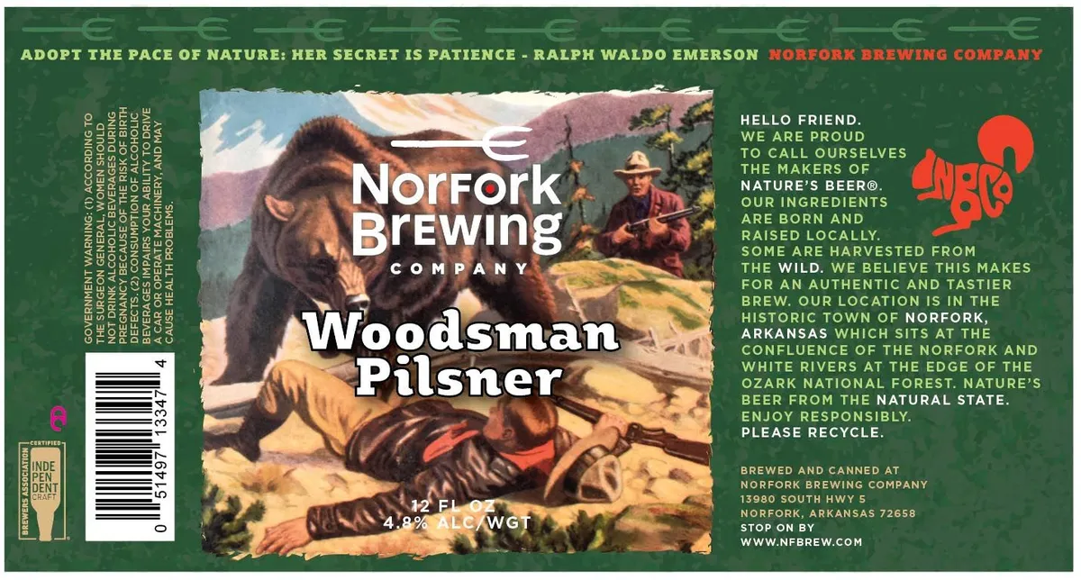 Woodsman Pilsner — full label as filed with TTB