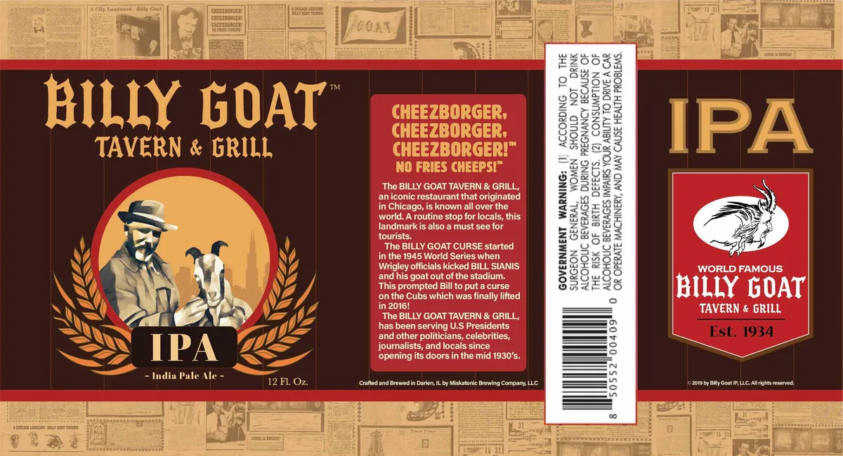 Billy Goat IPA label art — BILLY GOAT IPA