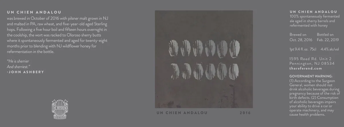Un Chien Andalou — full label as filed with TTB