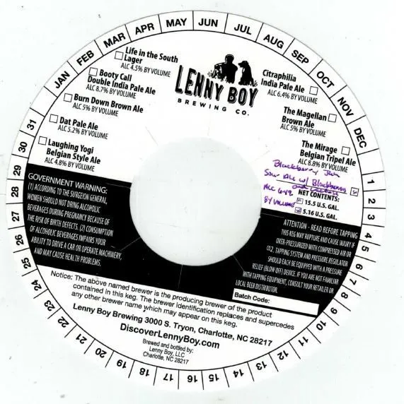Blackberry Jam — full label as filed with TTB