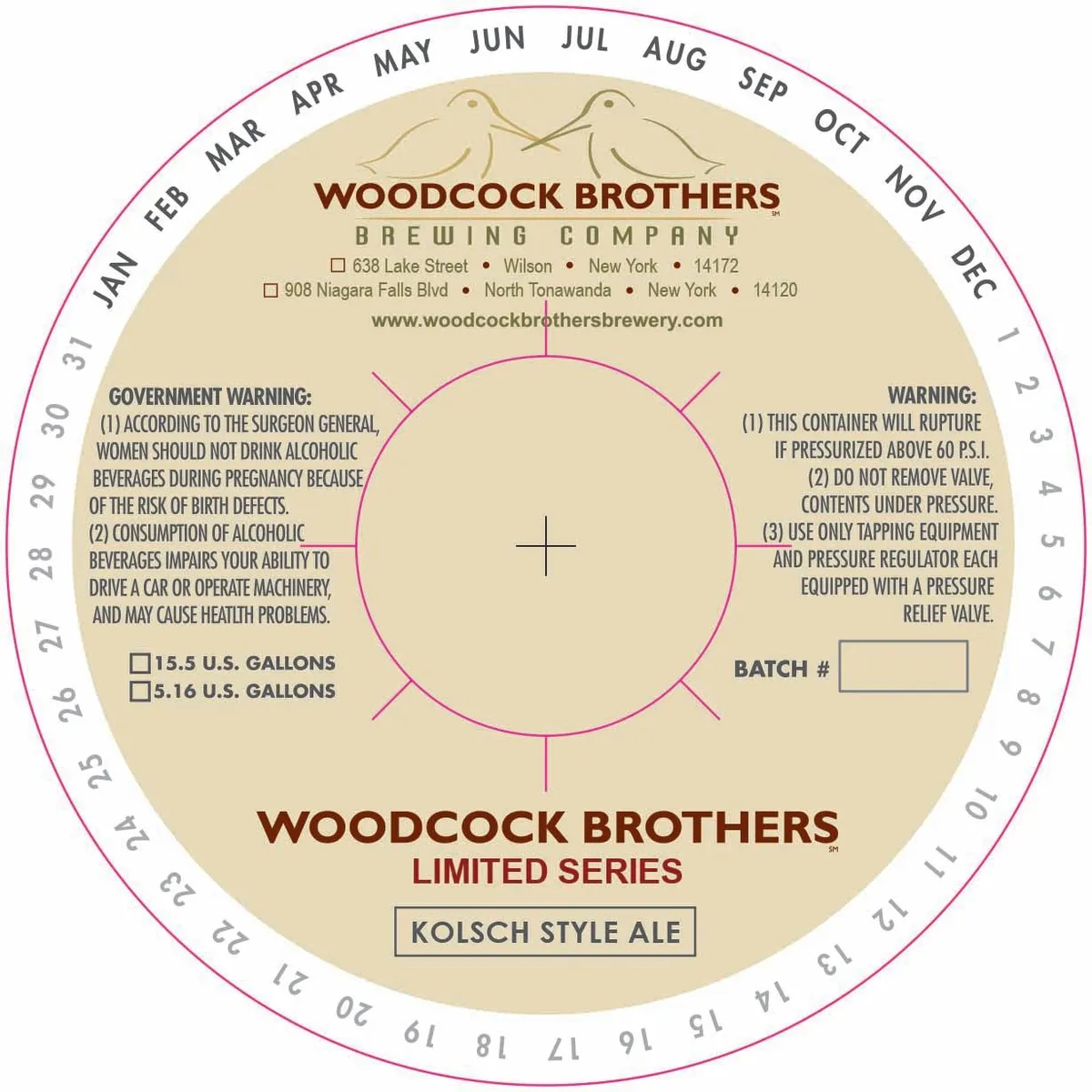 Woodcock Brothers Limited Series Kolsch Style Ale — full label as filed with TTB