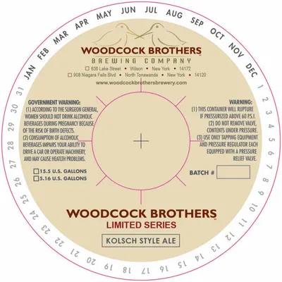 Woodcock Brothers Limited Series Kolsch Style Ale label