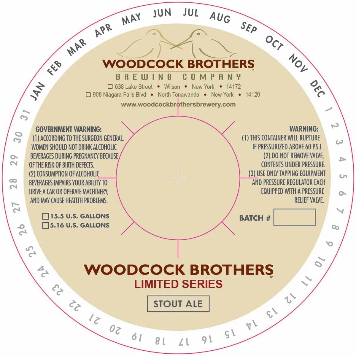 Woodcock Brothers Limited Series Stout Ale — full label as filed with TTB