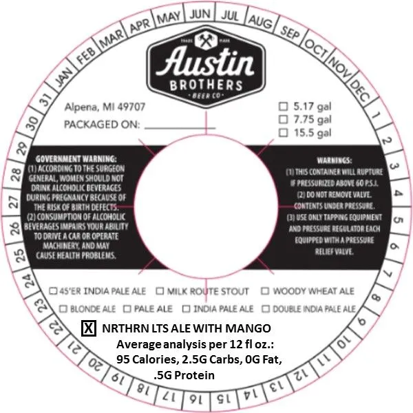 Nrthrn Lts Ale With Mango — full label as filed with TTB