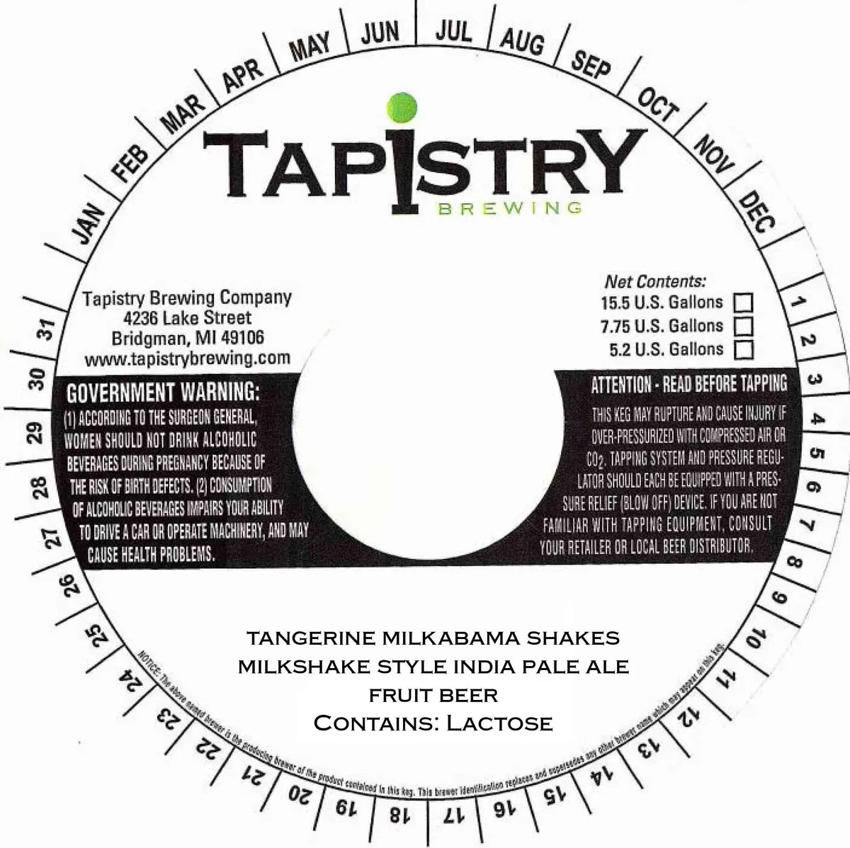 Tangerine Milkabama Shakes — full label as filed with TTB