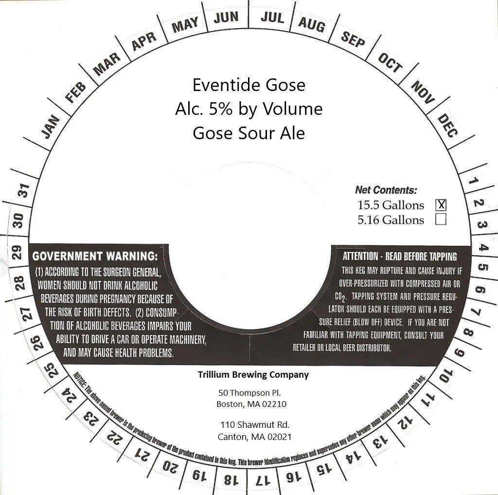 Eventide Gose — full label as filed with TTB