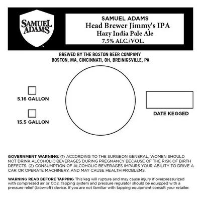 Head Brewer Jimmy's IPA label