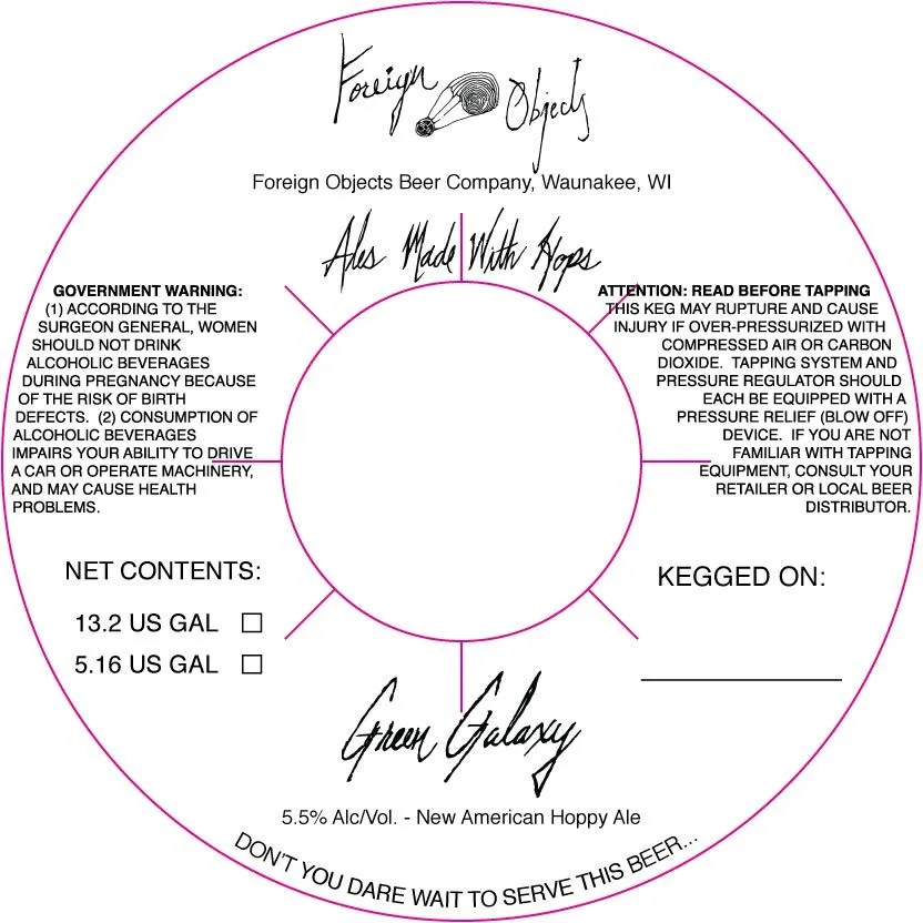 Green Galaxy — full label as filed with TTB