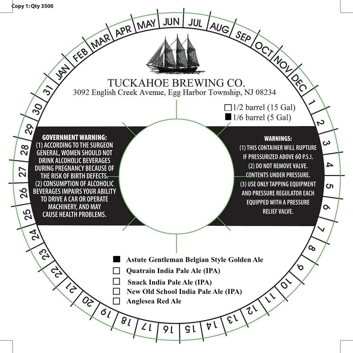 Astute Gentleman Belgian Style Golden Ale — full label as filed with TTB