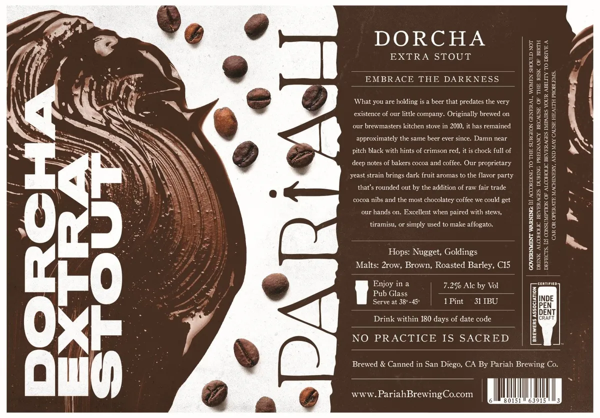 Dorcha Extra Stout — full label as filed with TTB