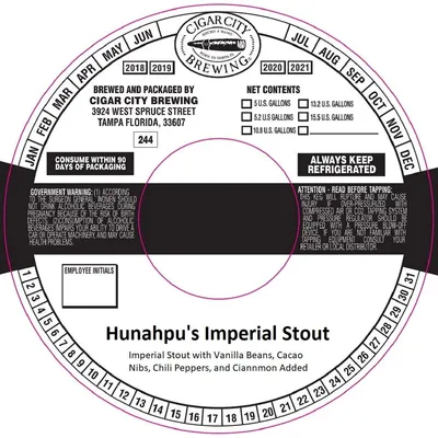 Hunahpu's Imperial Stout label