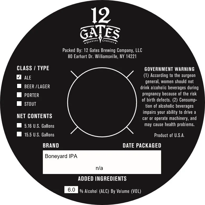 Boneyard IPA — full label as filed with TTB
