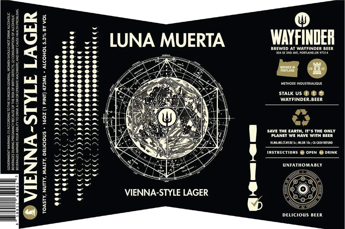 Luna Muerta label art — WAYFINDER BEER