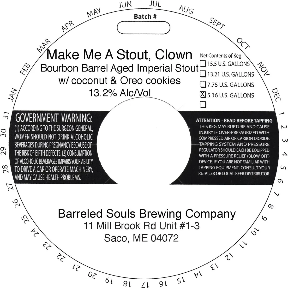 Make Me A Stout, Clown — full label as filed with TTB