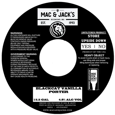 Blackcat Vanilla Porter label