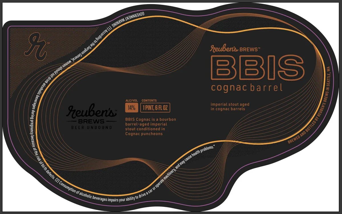 BBIS Cognac Barrel label art — REUBEN'S BREWS