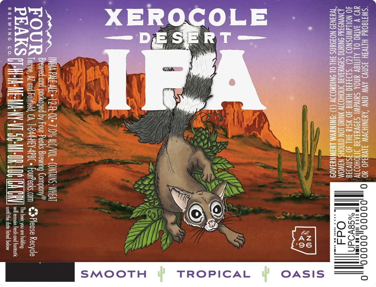 Xerocole Desert IPA label art — FOUR PEAKS BREWING COMPANY