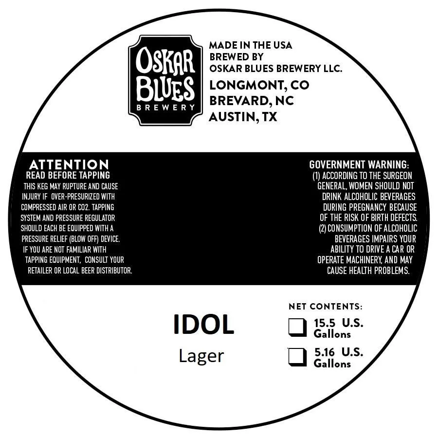 Idol — full label as filed with TTB