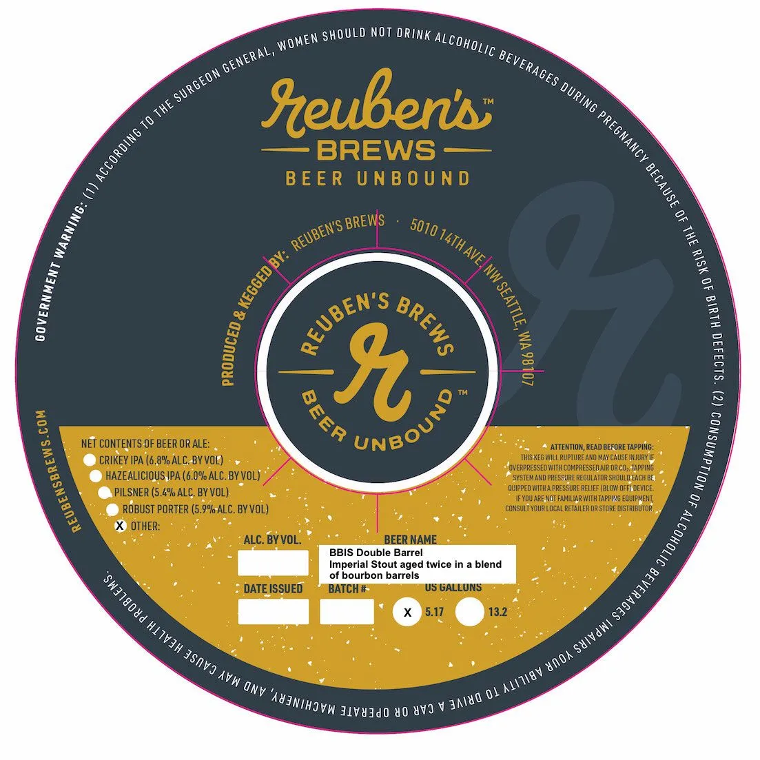 BBIS Double Barrel label art — REUBEN'S BREWS