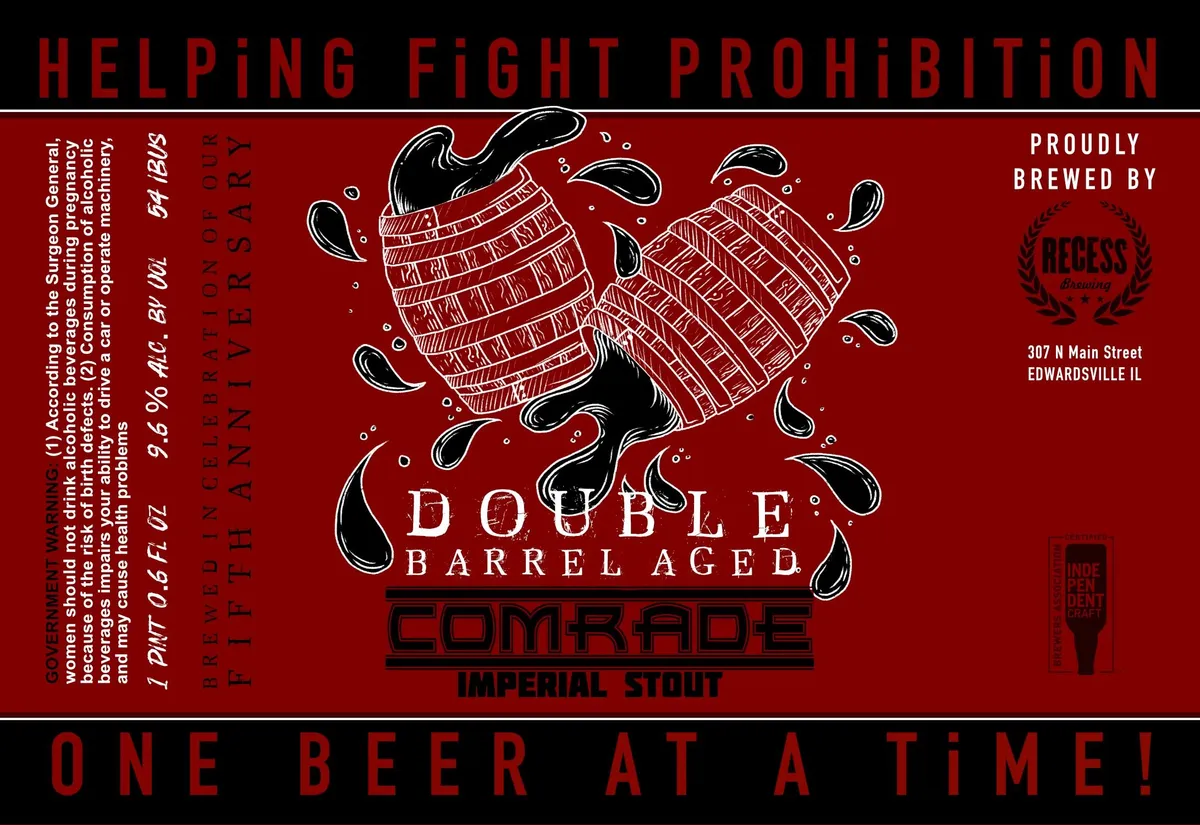 Double Barrel Comrade label art — RECESS BREWING