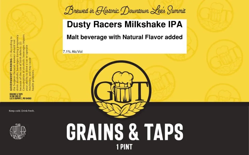 Dusty Racers Milkshake IPA — full label as filed with TTB