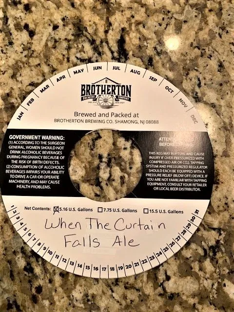 When The Curtain Falls Ale — full label as filed with TTB