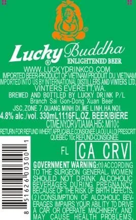 Lucky Buddha Enlightened Beer — full label as filed with TTB