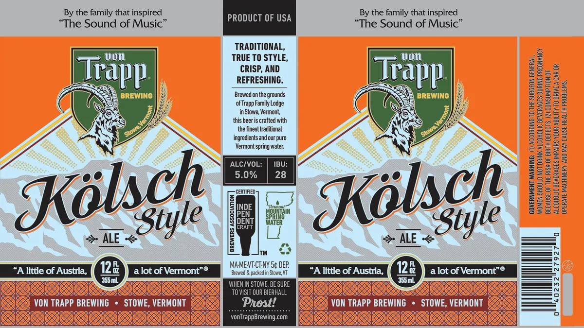 Kölsch Style label art — VON TRAPP BREWING