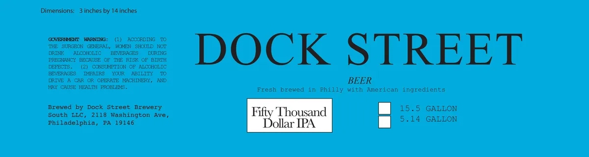 Fifty Thousand Dollar IPA label art — FIFTY THOUSAND DOLLAR IPA