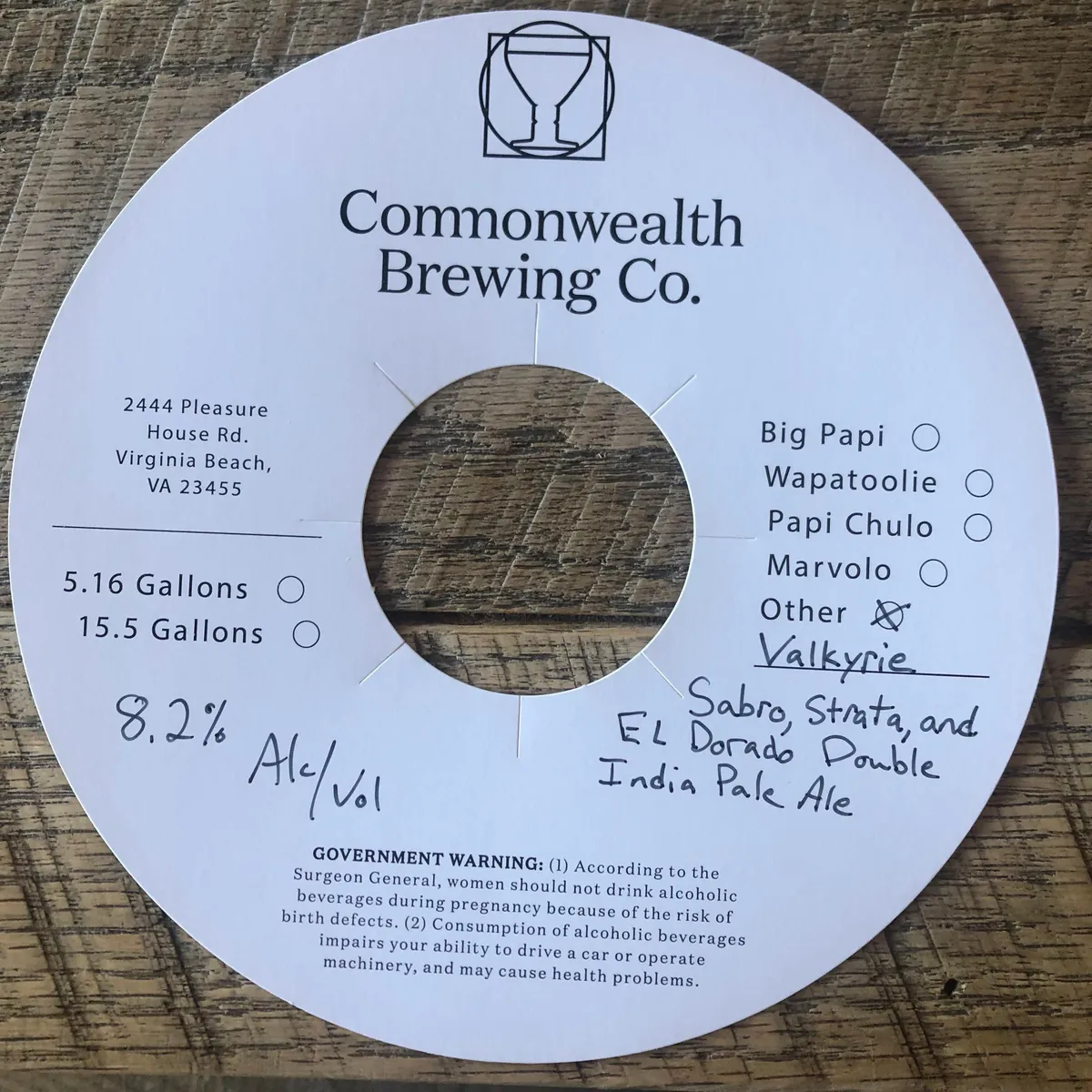 Valkyrie — full label as filed with TTB