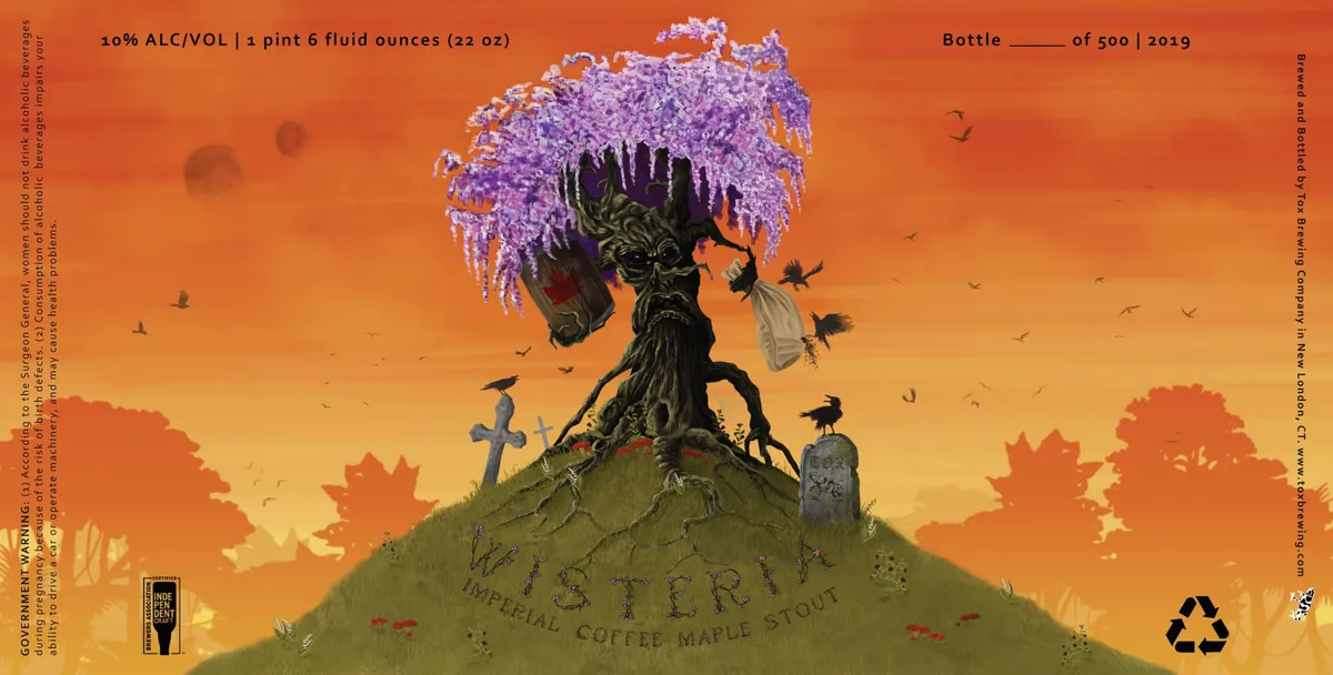 Wisteria Imperial Coffee Maple Stout label art — WISTERIA