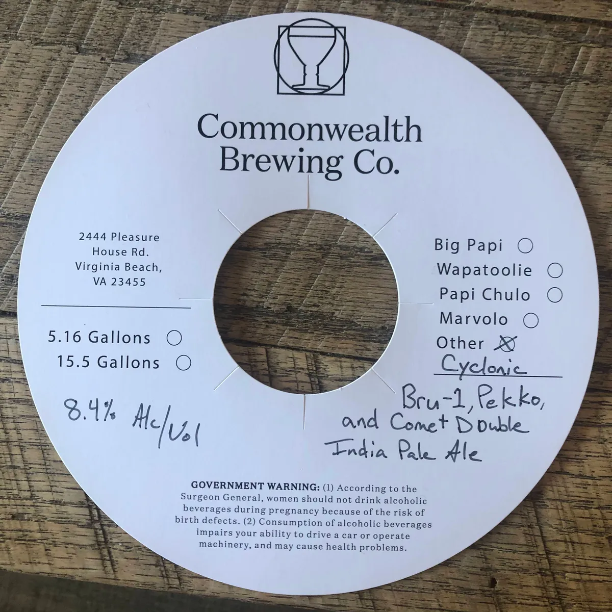 Cyclonic — full label as filed with TTB