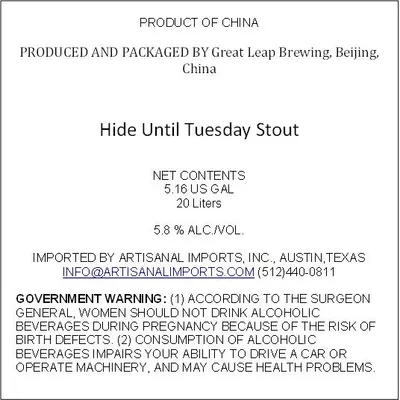 Hide Until Tuesday Stout label