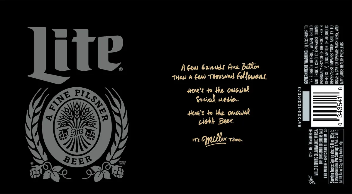 Miller Lite label art — LITE