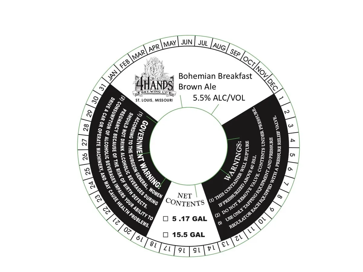 Bohemian Breakfast Brown Ale — full label as filed with TTB