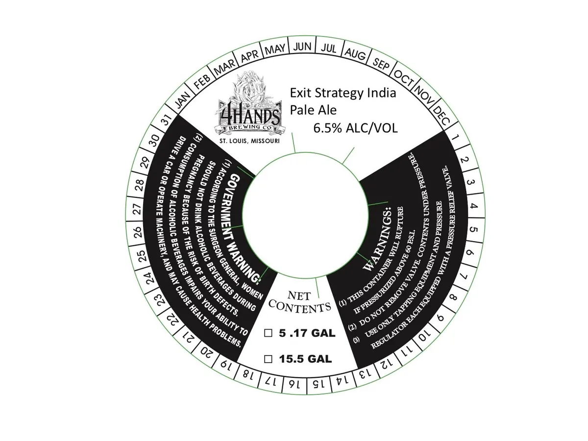 Exit Strategy India Pale Ale — full label as filed with TTB