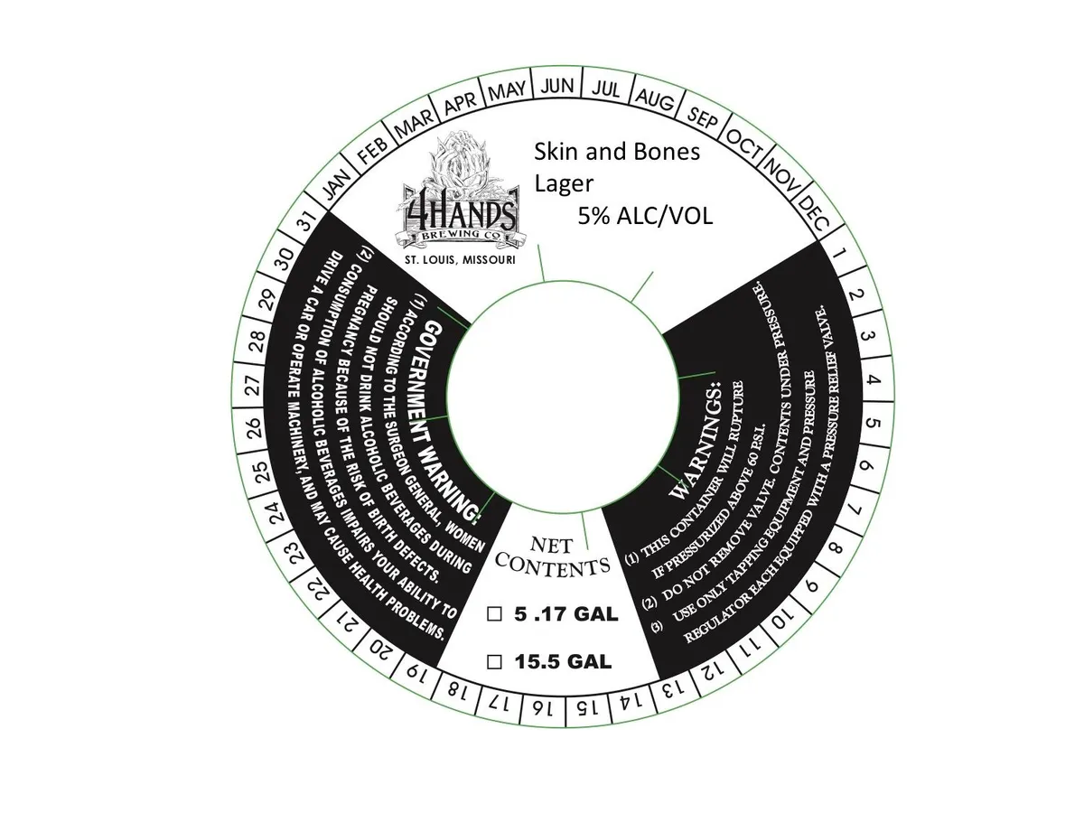 Skin and Bones Lager — full label as filed with TTB