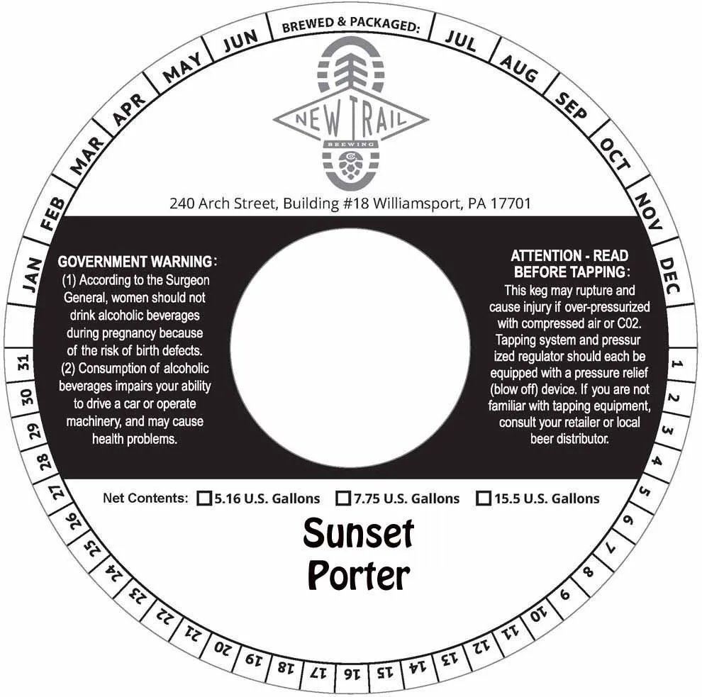 Sunset Porter — full label as filed with TTB