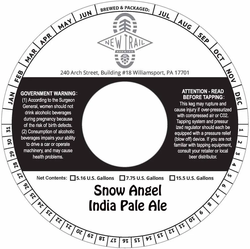 Snow Angel India Pale Ale — full label as filed with TTB