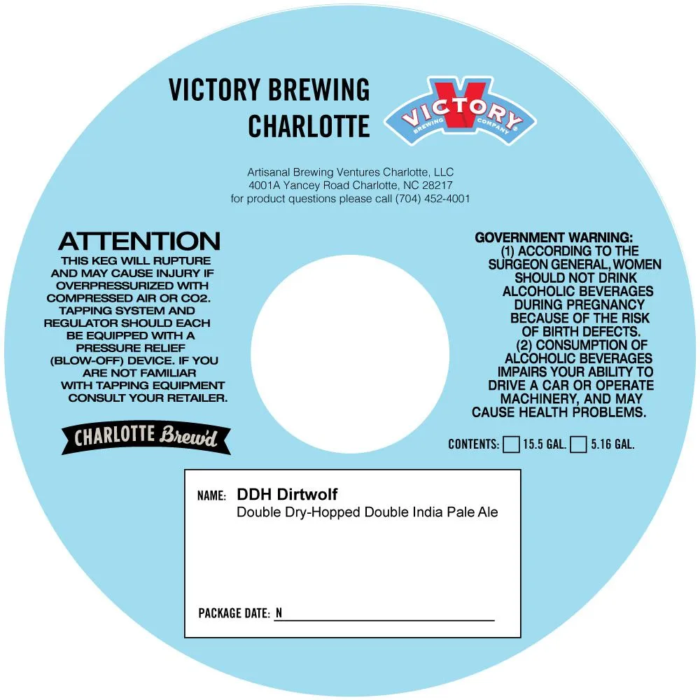 DDH Dirtwolf — full label as filed with TTB