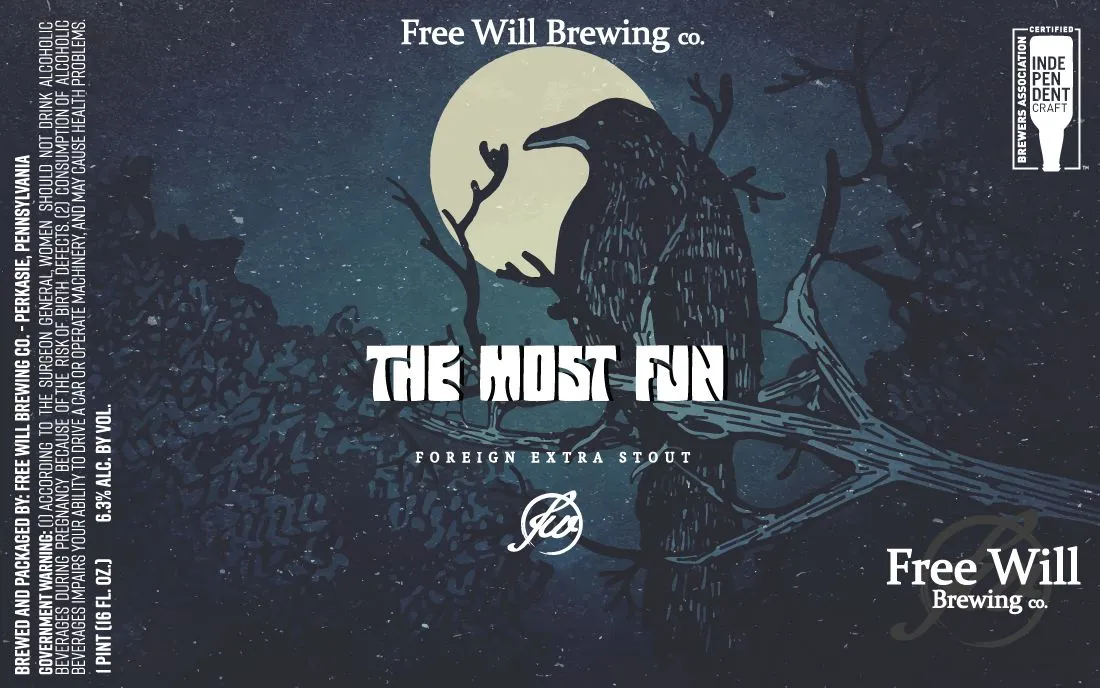 The Most Fun label art — FREE WILL BREWING CO.