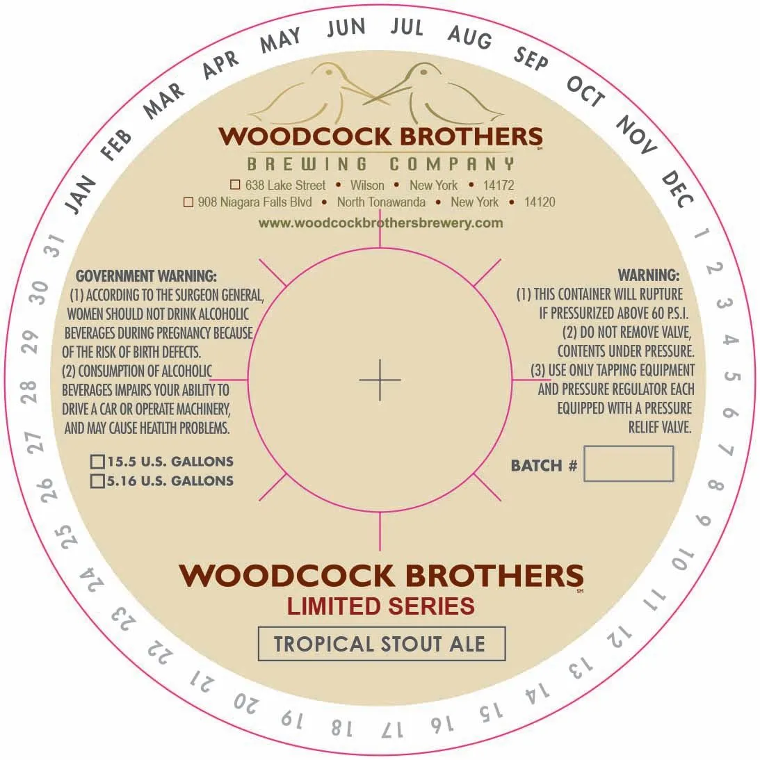 Woodcock Brothers Limited Series Tropical Stout Ale — full label as filed with TTB