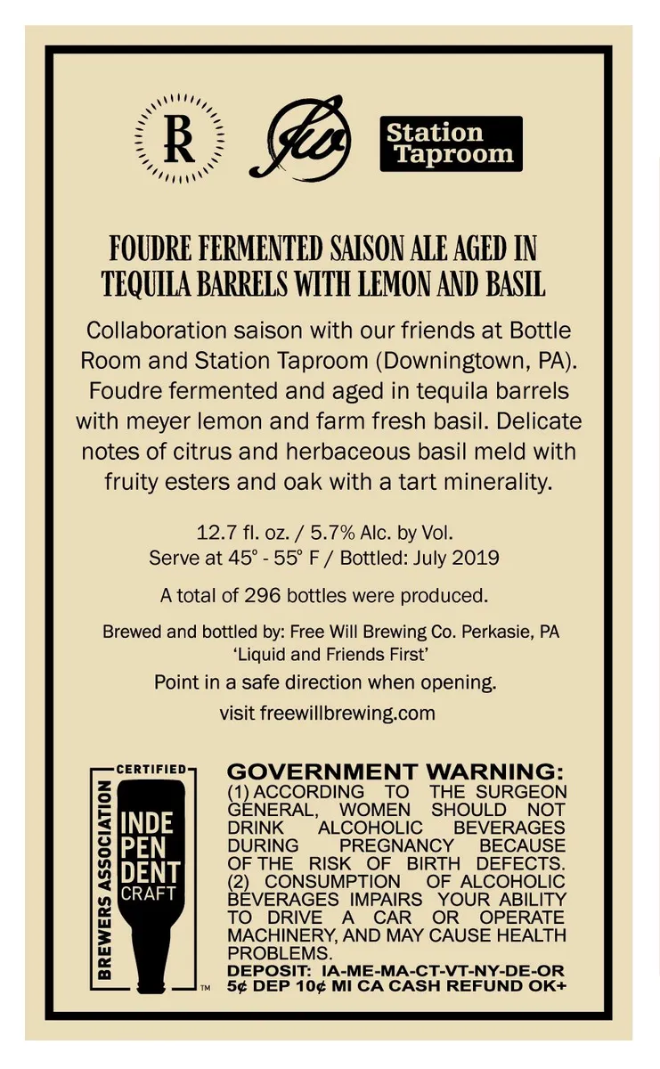 Not Kate — full label as filed with TTB
