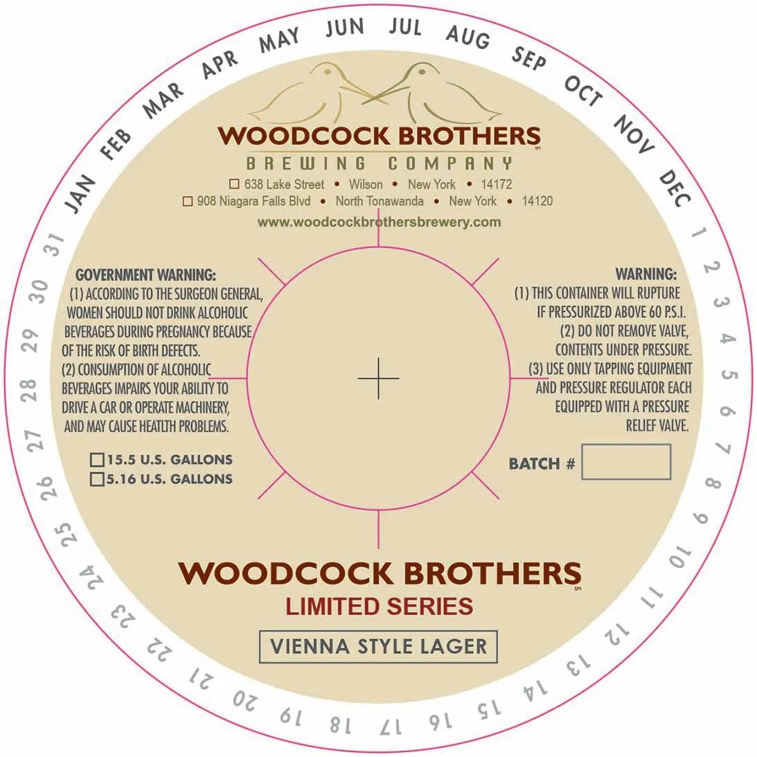 Woodcock Brothers Limited Series Vienna Style Lager — full label as filed with TTB